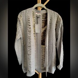 Andree by Unit Distressed Gray Sweater Cardigan